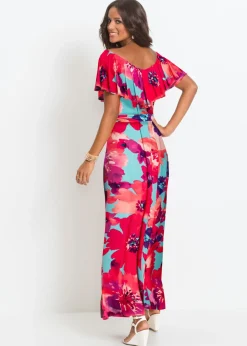 Mujer bonprix bonprix Vestido largo con volante y cinturón