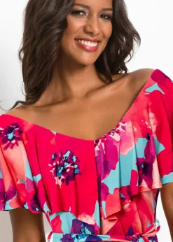 Mujer bonprix bonprix Vestido largo con volante y cinturón