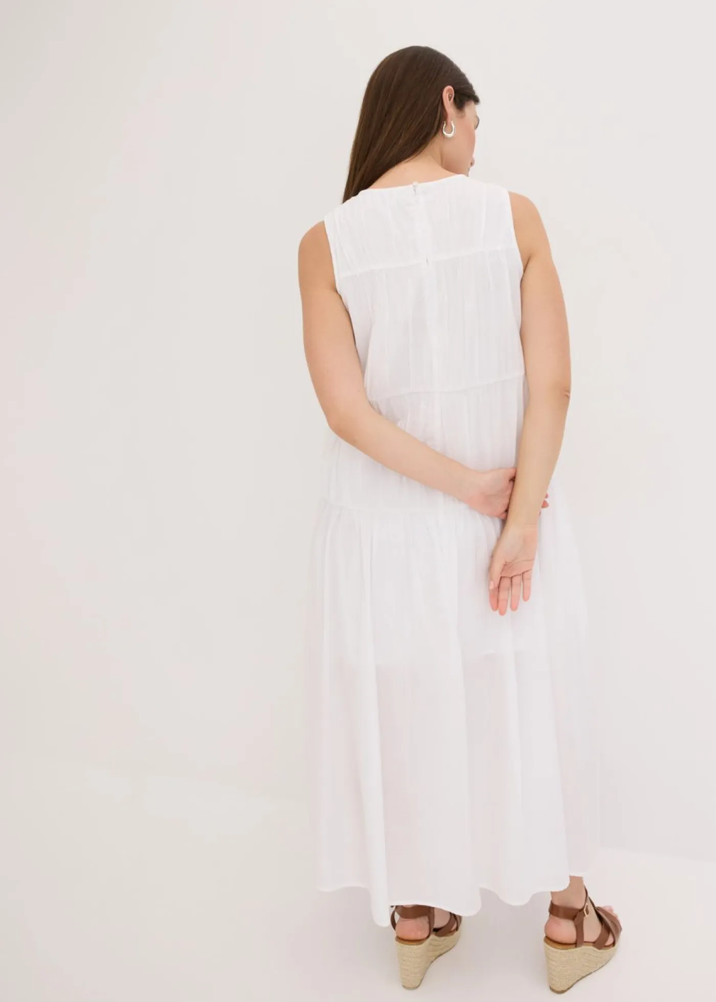 Mujer bonprix bonprix Vestido largo de algodón con fruncidos