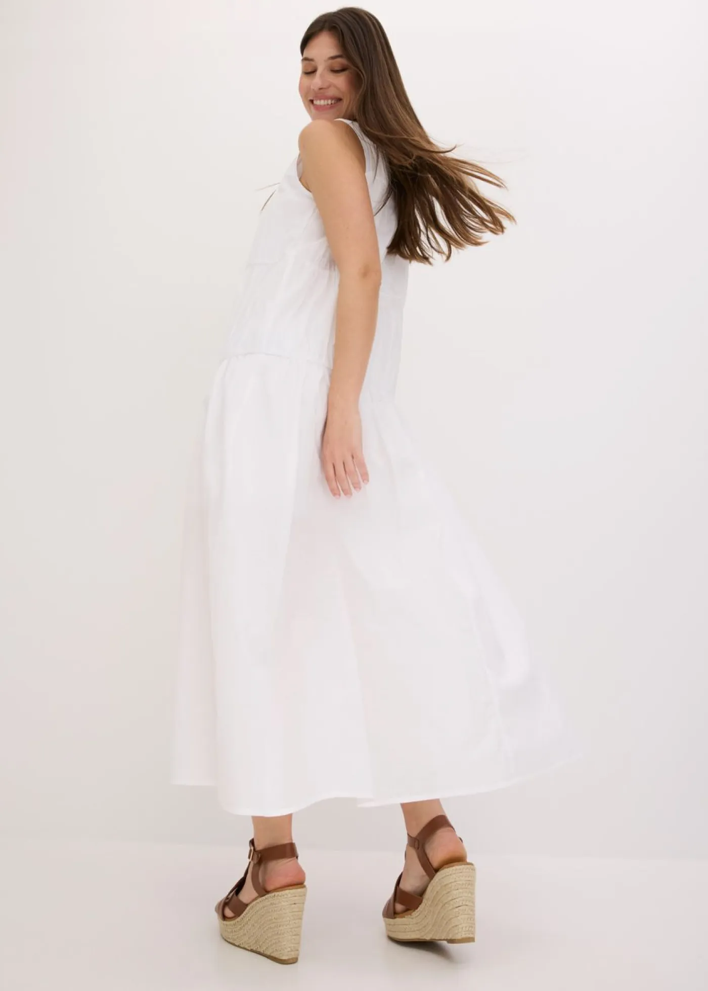 Mujer bonprix bonprix Vestido largo de algodón con fruncidos