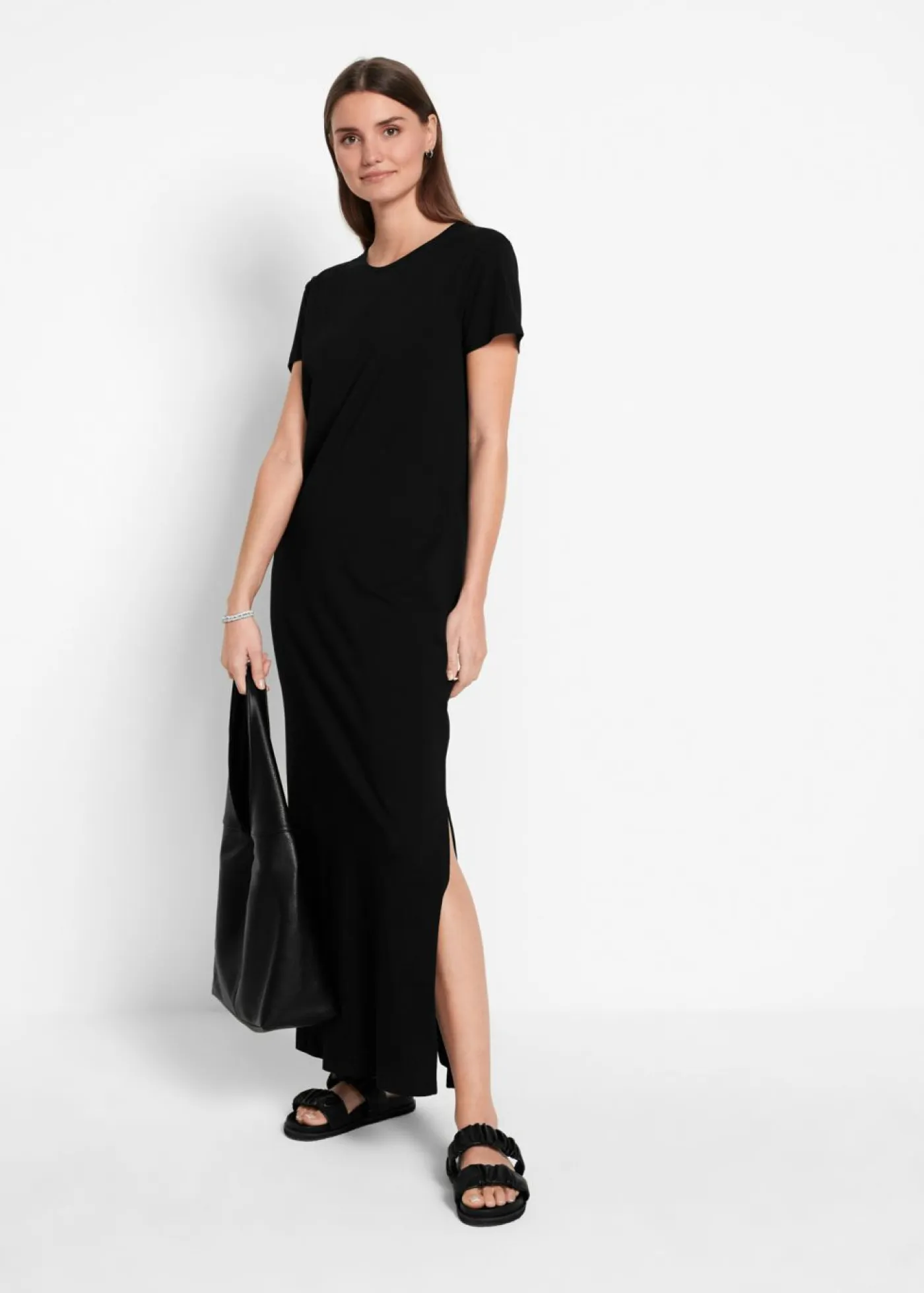 bonprix bonprix Básicos|Vestidos>Vestido largo de algodón puro Negro