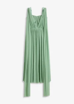 bonprix bonprix Vestidos|Ropa Elegante>Vestido largo de malla con diferentes variantes de uso Verde pastel