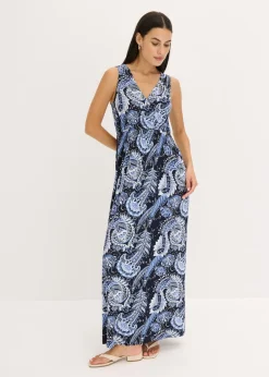 bonprix bonprix Vestidos|Novedades>Vestido largo de mezcla de viscosa suave azul marino + azul pálido