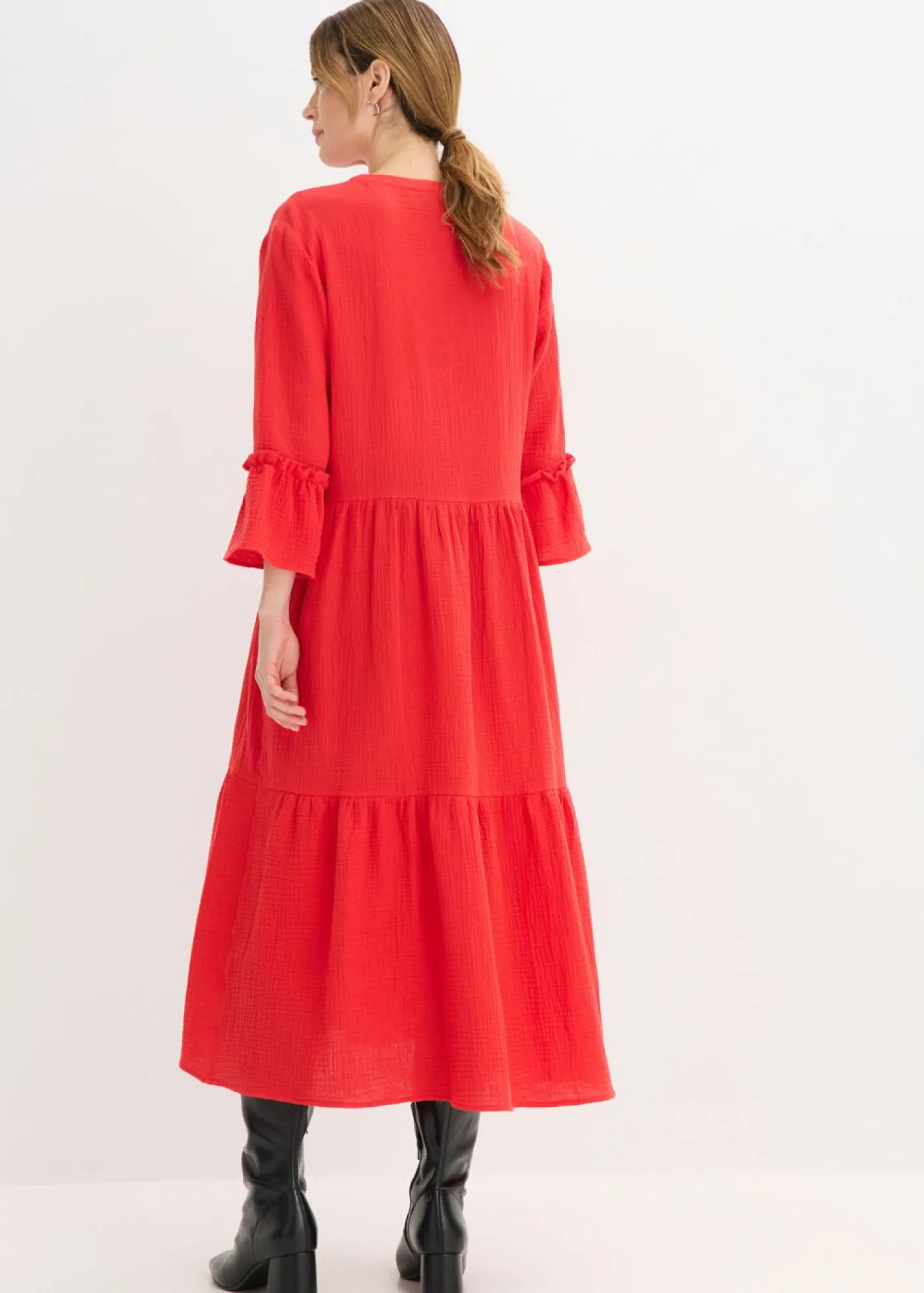 bonprix bonprix Tallas Pequeñas>Vestido largo de muselina suave fresa