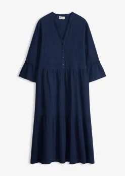 bonprix bonprix Novedades>Vestido largo de muselina suave Azul marino