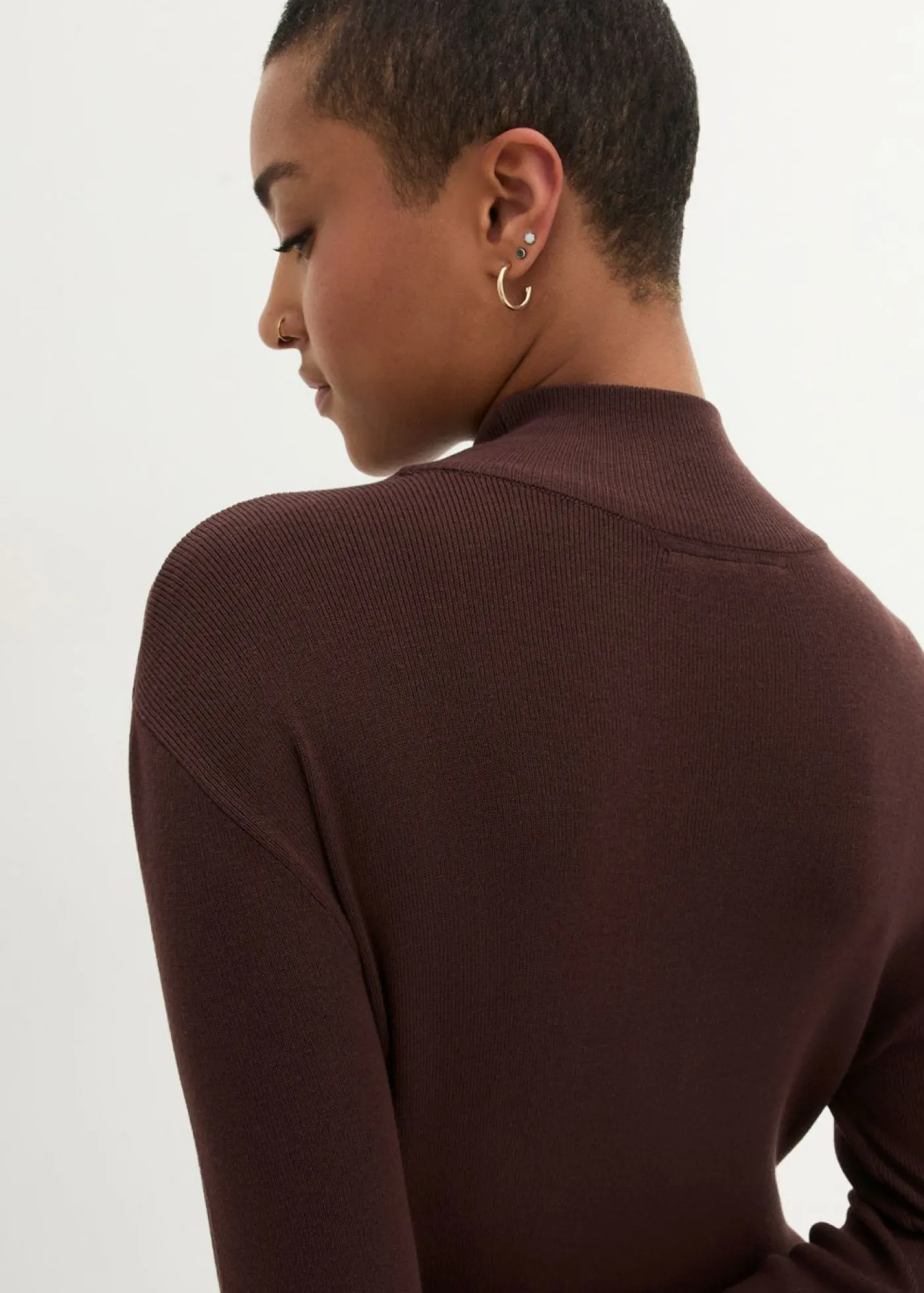 bonprix bonprix Vestidos|Ropa De Punto>Vestido largo de punto fino de mezcla de viscosa fluida Marrón tierra