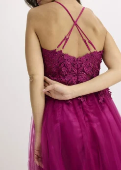 Mujer bonprix bonprix Vestido largo de tul delicado con encaje