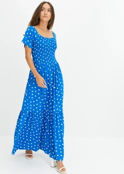 bonprix bonprix Vestidos>Vestido largo de viscosa sostenible Azul de lunares