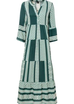 bonprix bonprix Vestidos>Vestido largo de viscosa fluida verde petróleo/beige