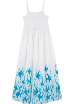bonprix bonprix Ropa 9 A 16 Años·Vestidos Y Monos>Vestido largo de viscosa fluida blanco. / azul mar