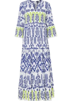 bonprix bonprix Vestidos>Vestido largo de viscosa fluida Blanco-azul-verde