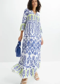 bonprix bonprix Vestidos>Vestido largo de viscosa fluida Blanco-azul-verde