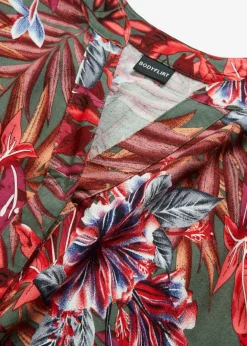 bonprix bonprix Vestidos|Novedades>Vestido largo de viscosa fluida Negro-verde de flores