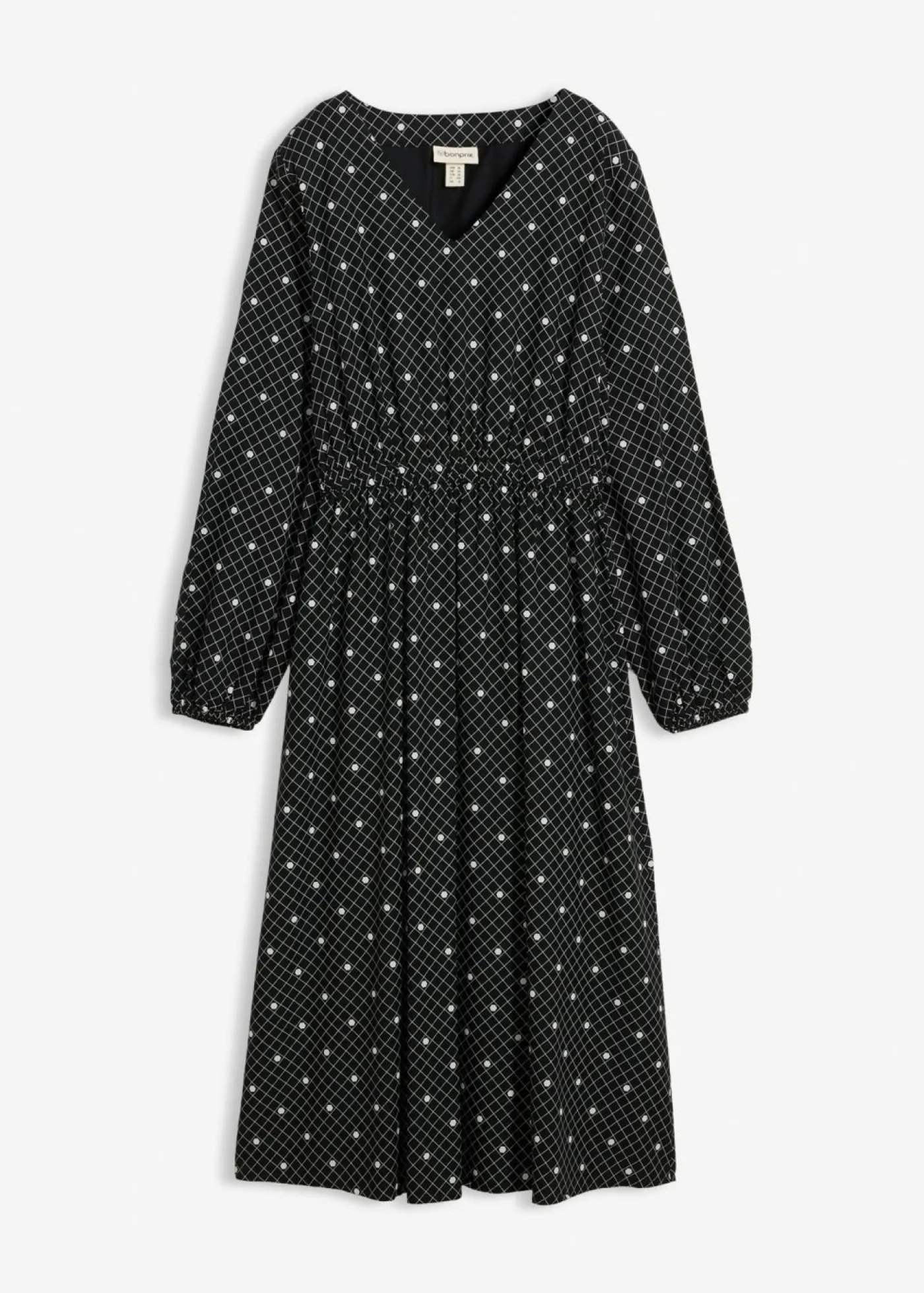 bonprix bonprix Vestidos>Vestido largo de viscosa fluida negro - blanco topos