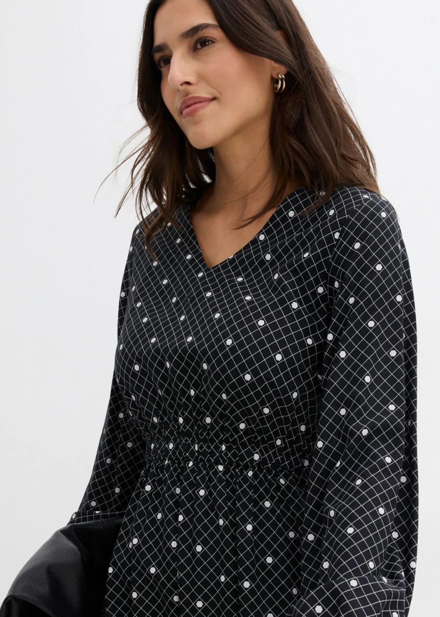 bonprix bonprix Vestidos>Vestido largo de viscosa fluida negro - blanco topos