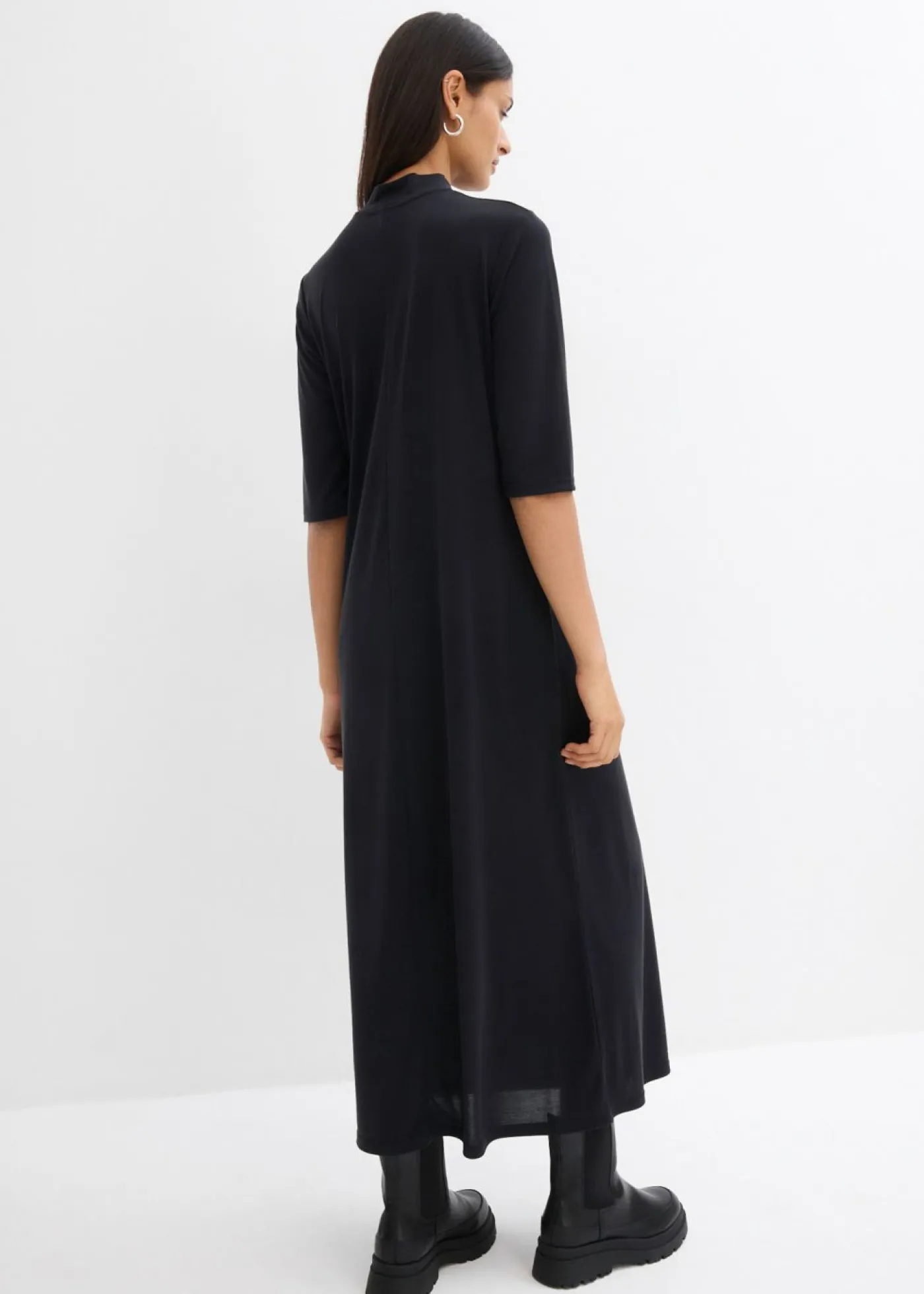 bonprix bonprix Esenciales|Vestidos>Vestido largo en mezcla de modal Negro