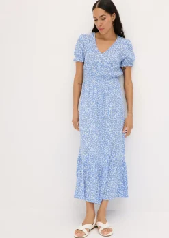 bonprix bonprix Vestidos>Vestido largo estampado azul-blanco con flores