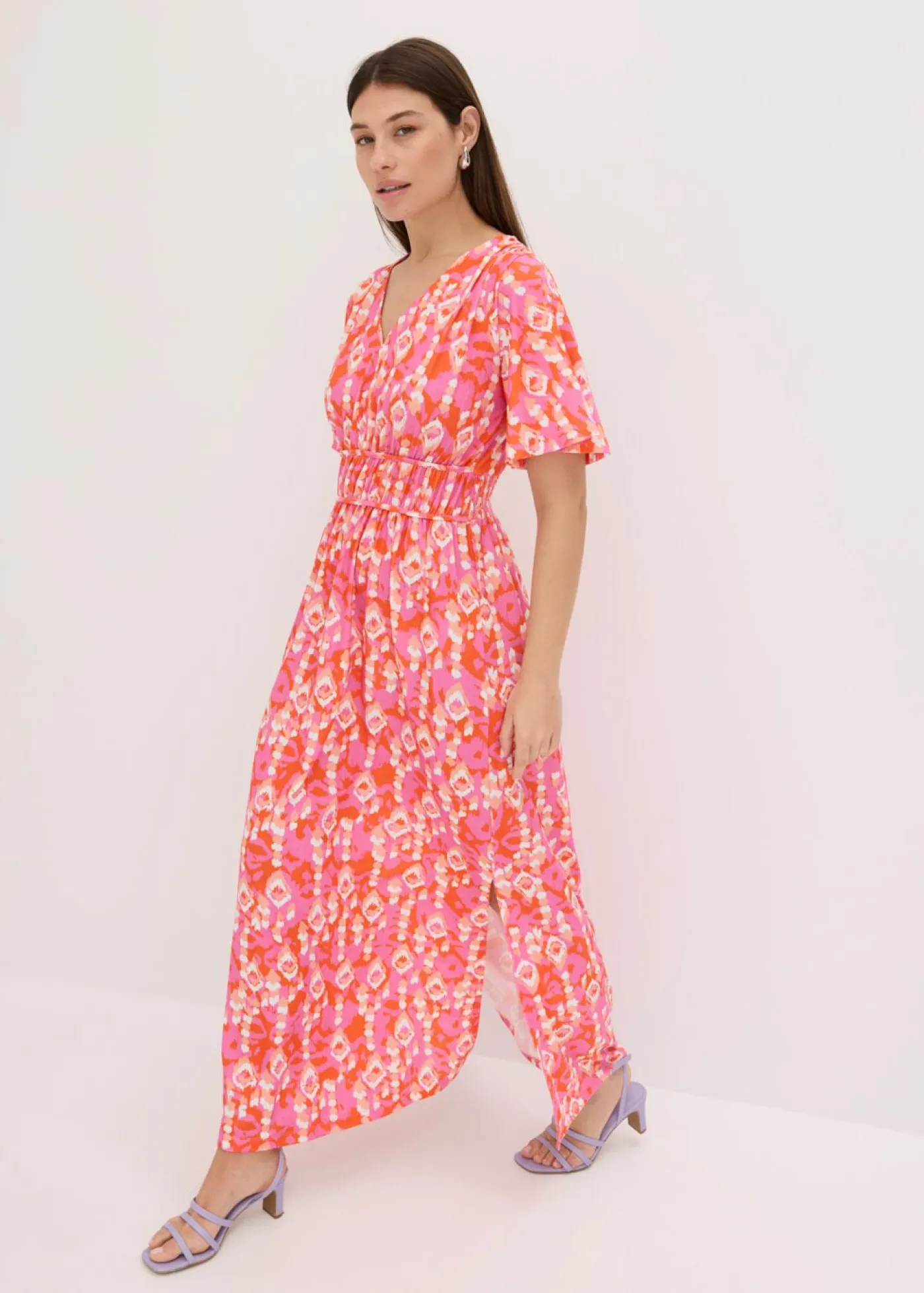 bonprix bonprix Vestidos>Vestido largo estampado rosa caliente