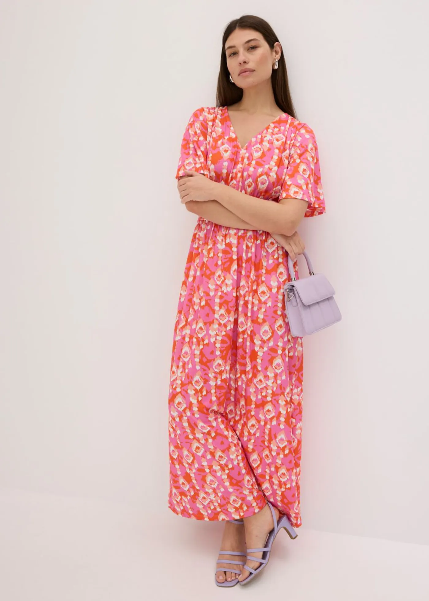 bonprix bonprix Vestidos>Vestido largo estampado rosa caliente