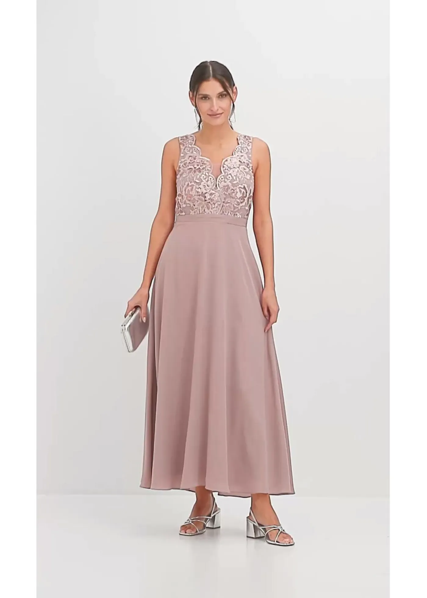 bonprix bonprix Vestidos|Ropa Elegante>Vestido maxi con bordado de lentejuelas palisandro