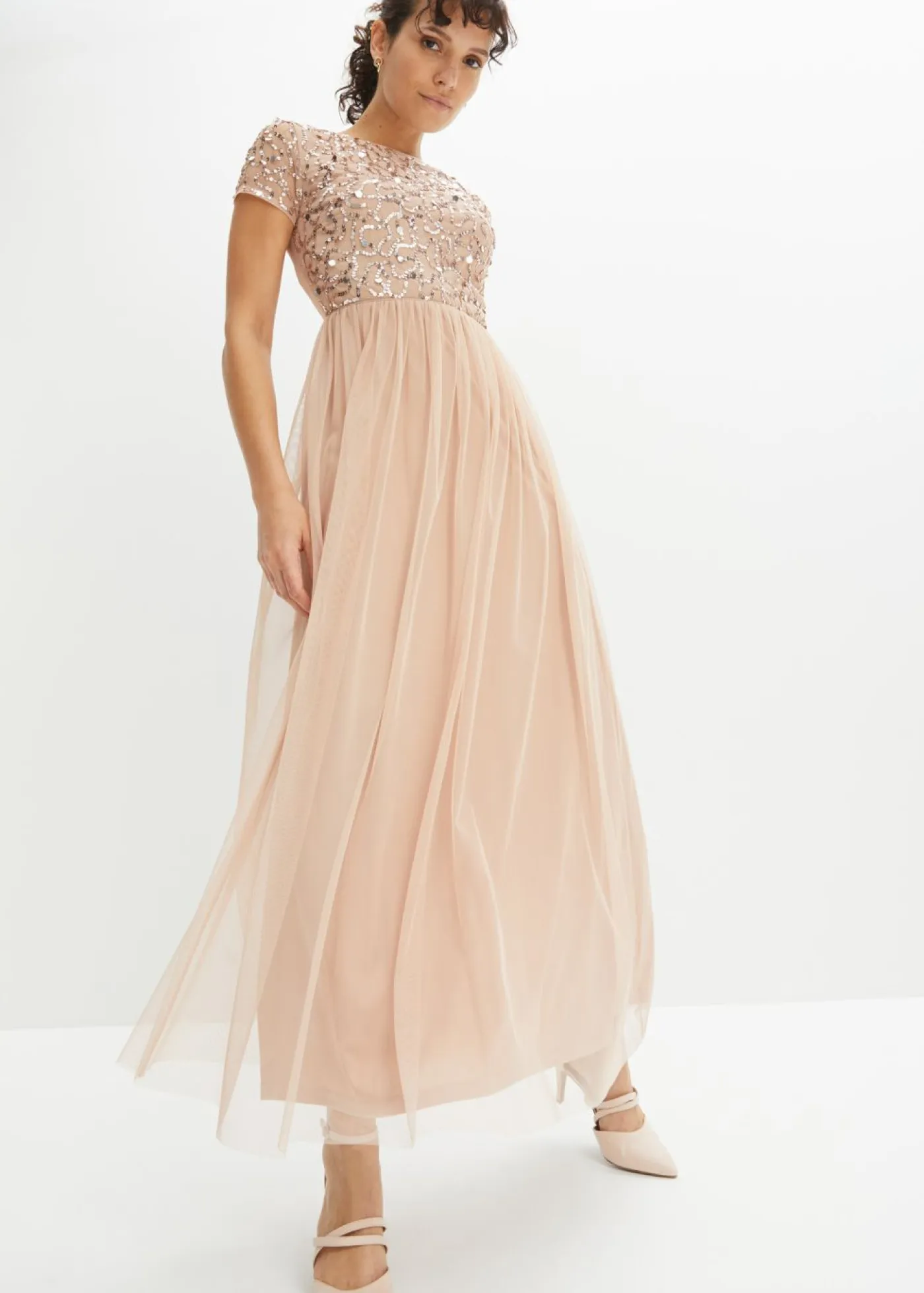 Mujer bonprix bonprix Vestido maxi con bordado de lentejuelas