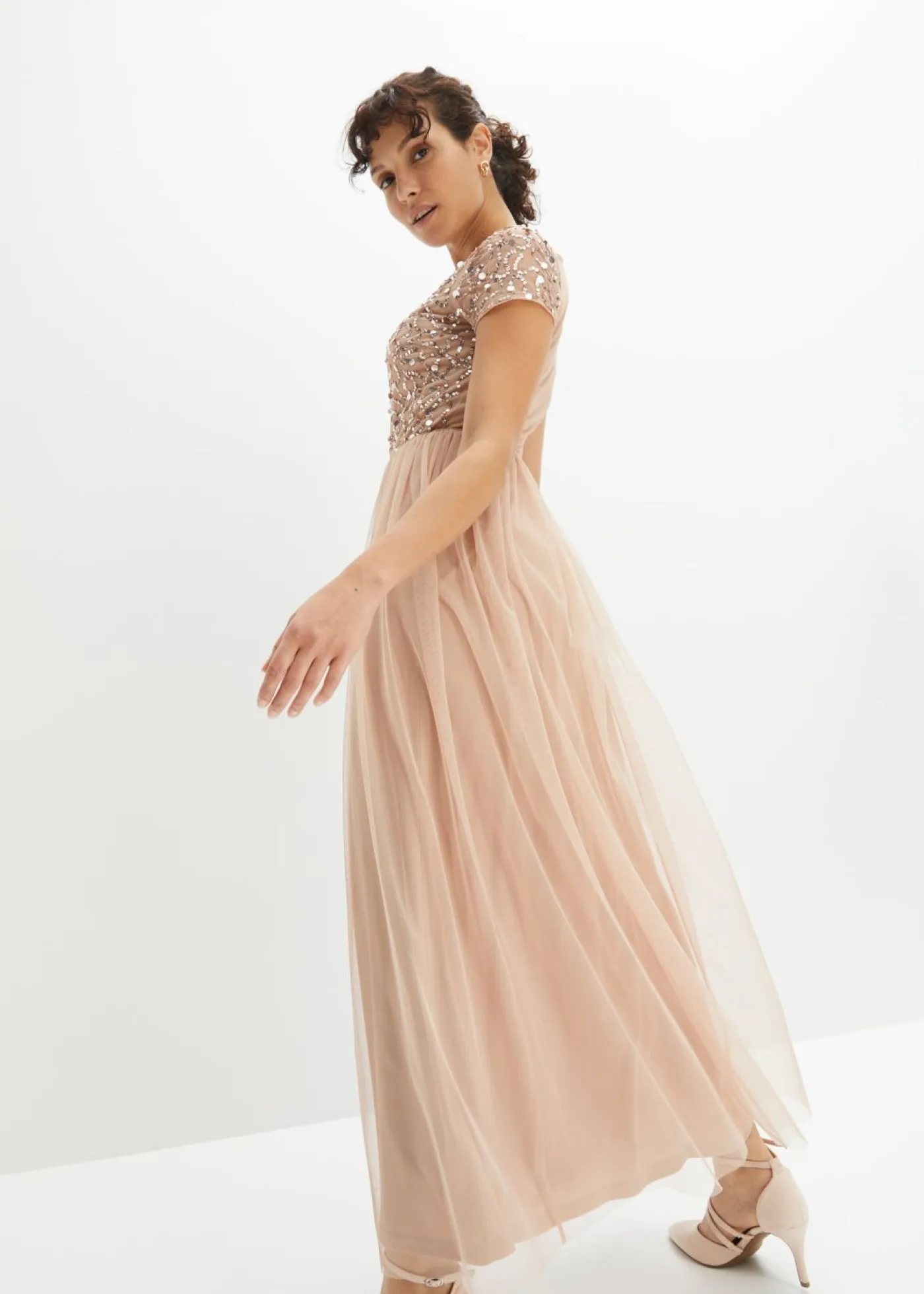 Mujer bonprix bonprix Vestido maxi con bordado de lentejuelas