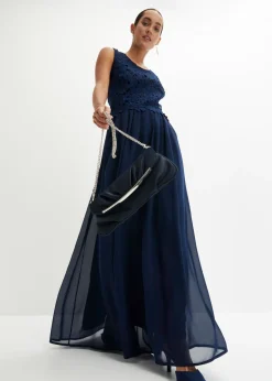 bonprix bonprix Vestidos|Ropa Elegante>Vestido maxi con encaje Azul marino