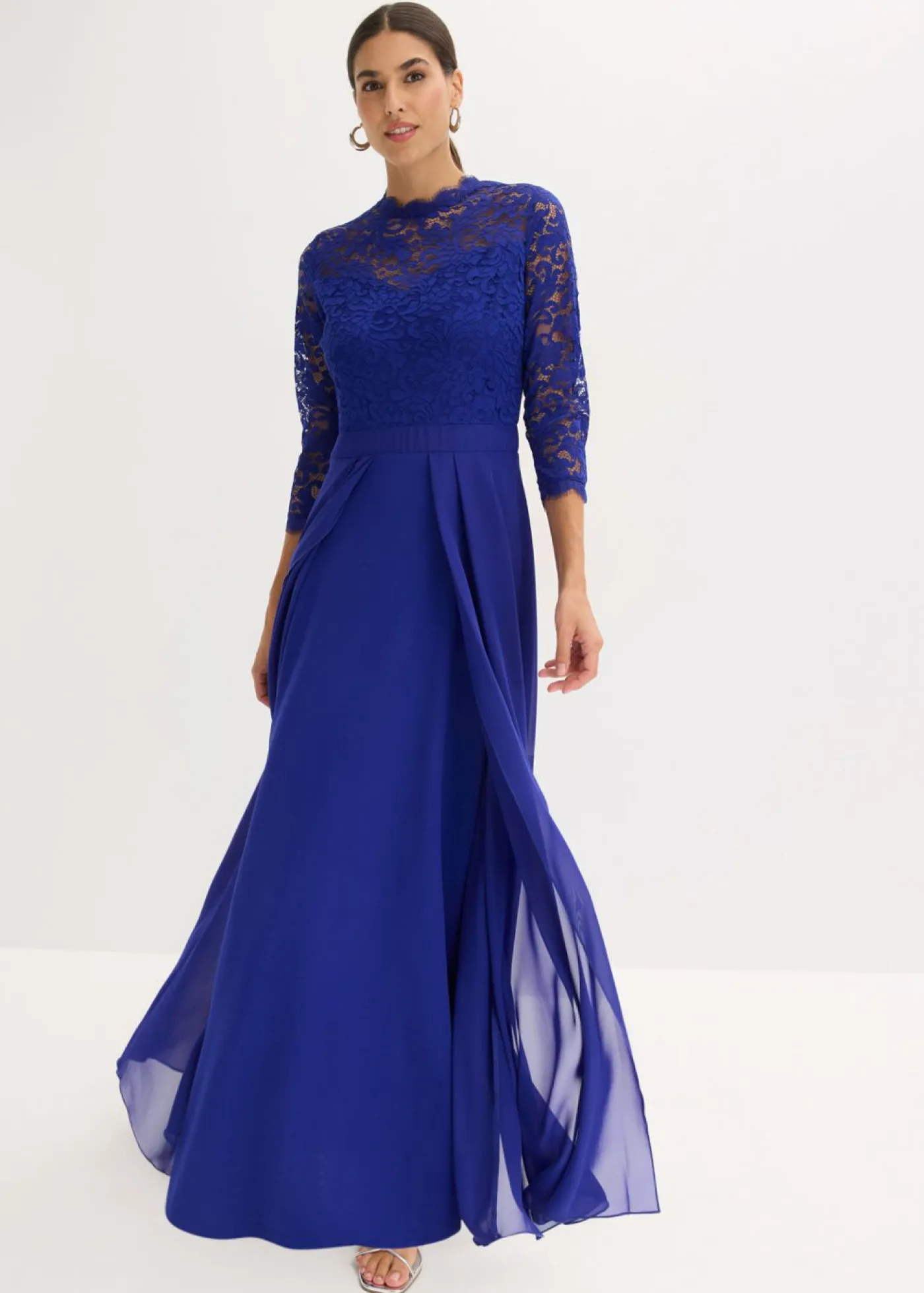 bonprix bonprix Vestidos|Tallas Pequeñas>Vestido maxi con encaje Azul