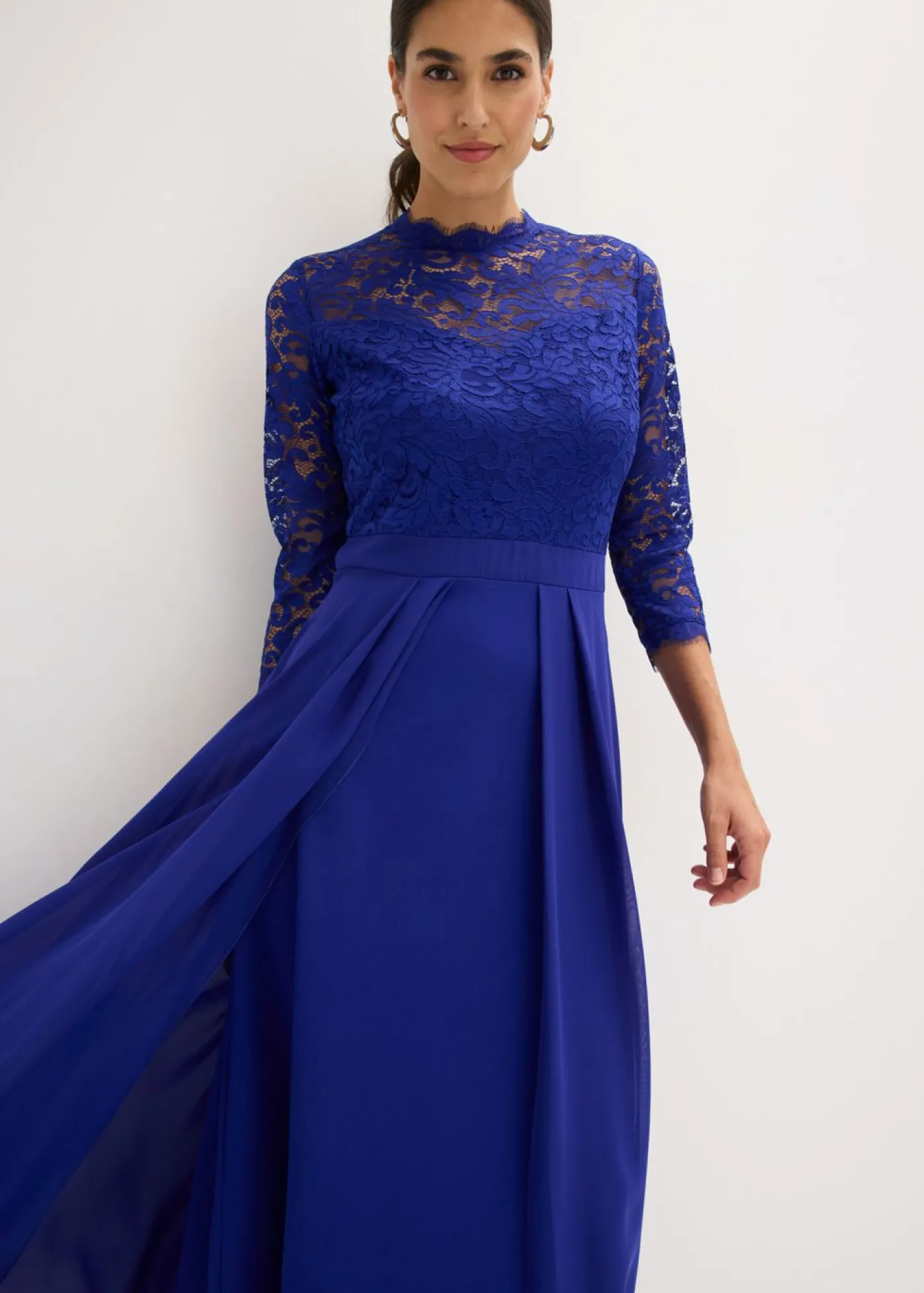 bonprix bonprix Vestidos|Tallas Pequeñas>Vestido maxi con encaje Azul