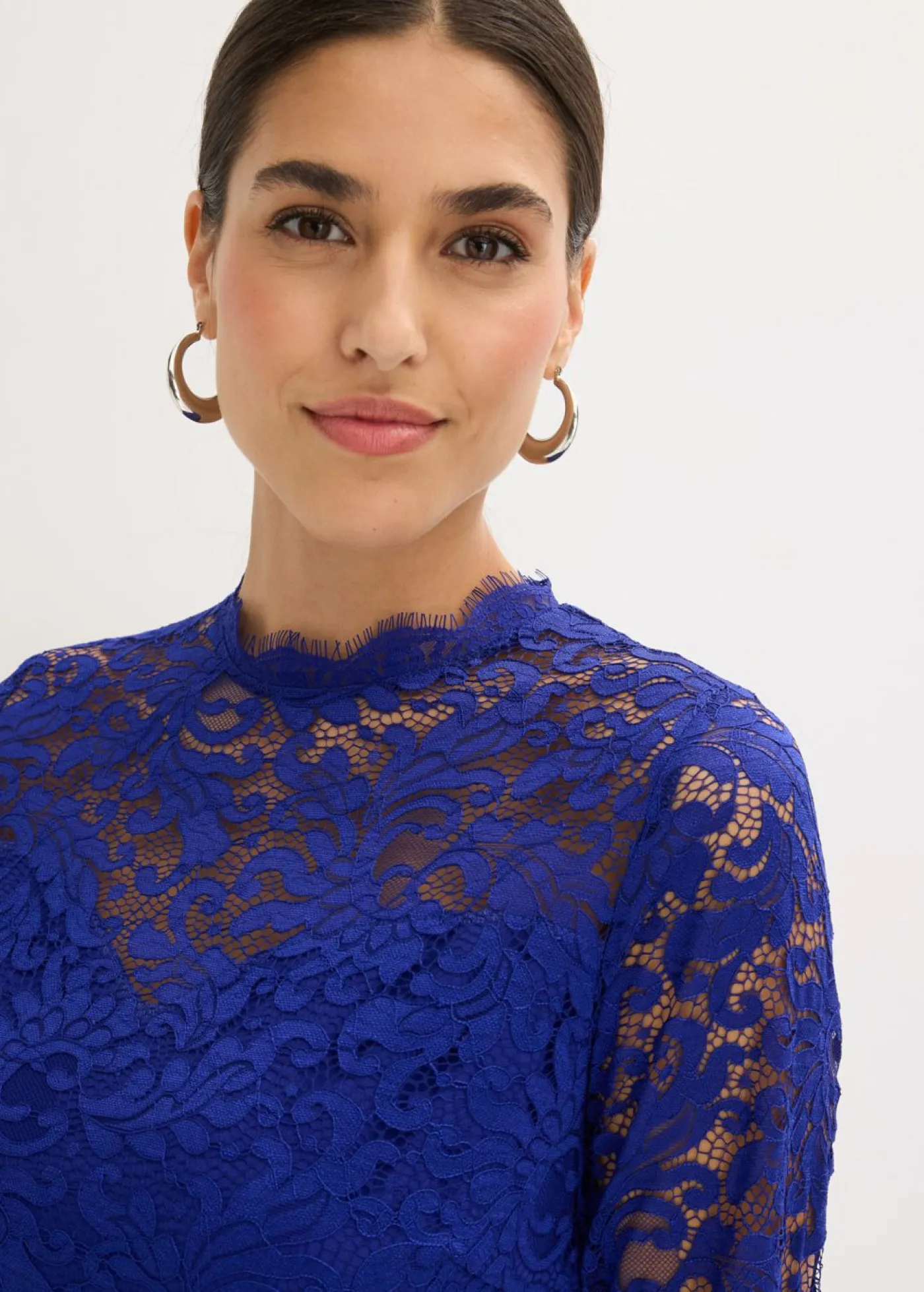 bonprix bonprix Vestidos|Tallas Pequeñas>Vestido maxi con encaje Azul