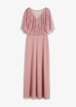 Mujer bonprix bonprix Vestido maxi de tul fino con bordado de lentejuelas
