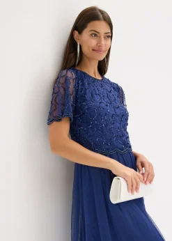 Mujer bonprix bonprix Vestido maxi de tul fino con bordado de lentejuelas