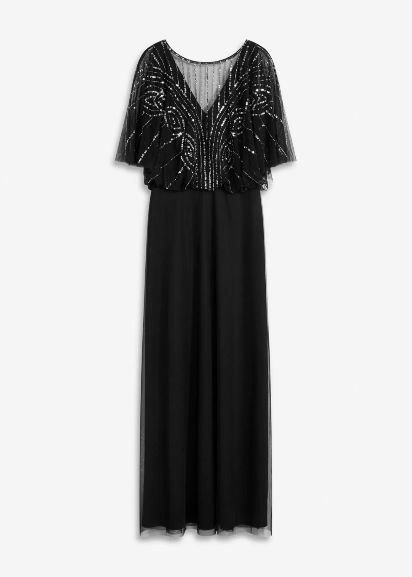 Mujer bonprix bonprix Vestido maxi de tul fino con bordado de lentejuelas