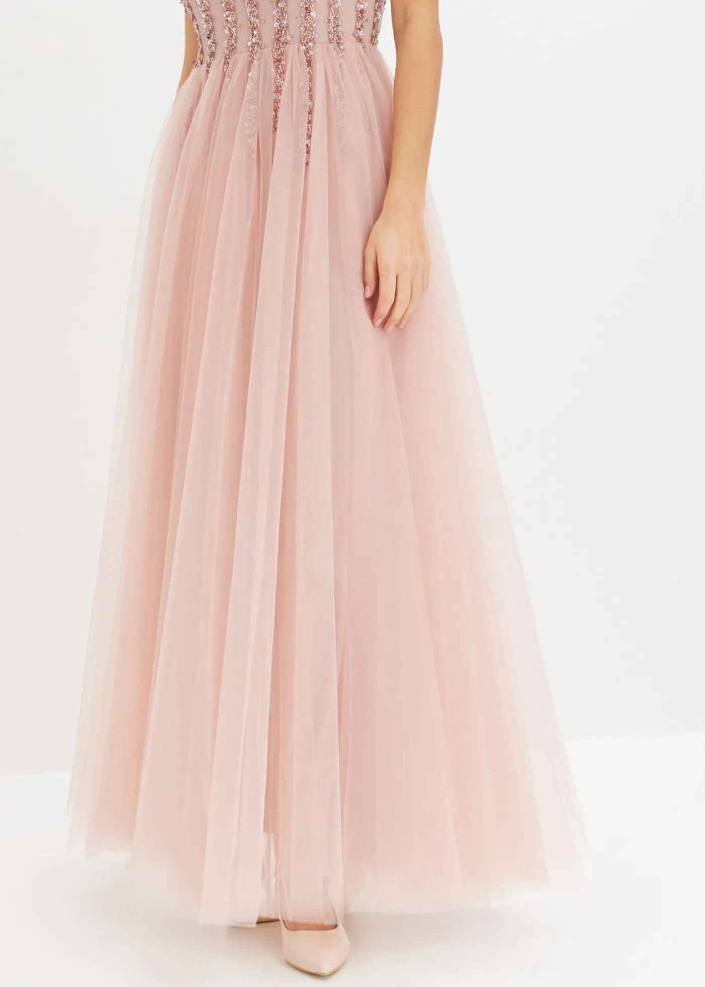 Mujer bonprix bonprix Vestido maxi de tul fino con bordado de lentejuelas