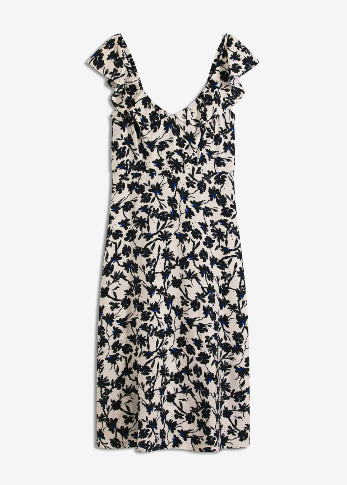 bonprix bonprix Vestidos>Vestido midi blanco lana-negro-azul genciana