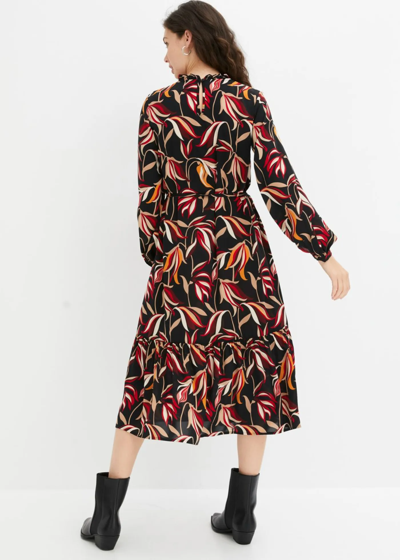 bonprix bonprix Vestidos>Vestido midi Negro con flores