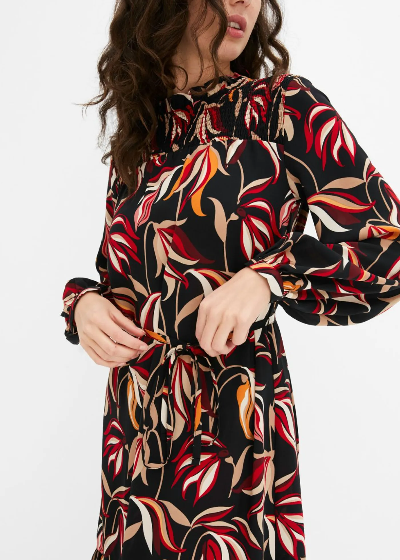 bonprix bonprix Vestidos>Vestido midi Negro con flores