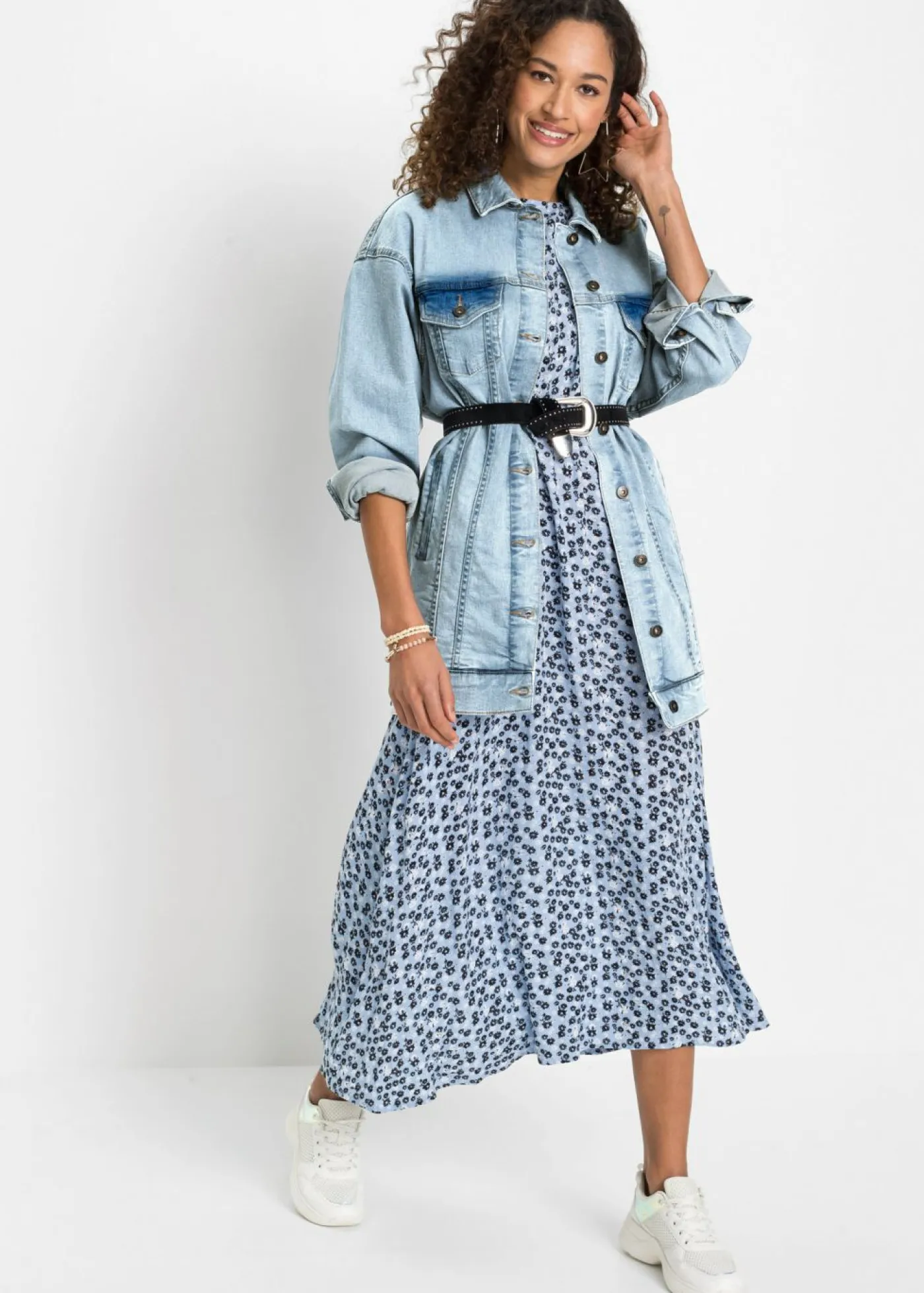 bonprix bonprix Vestidos>Vestido midi azul perla floral