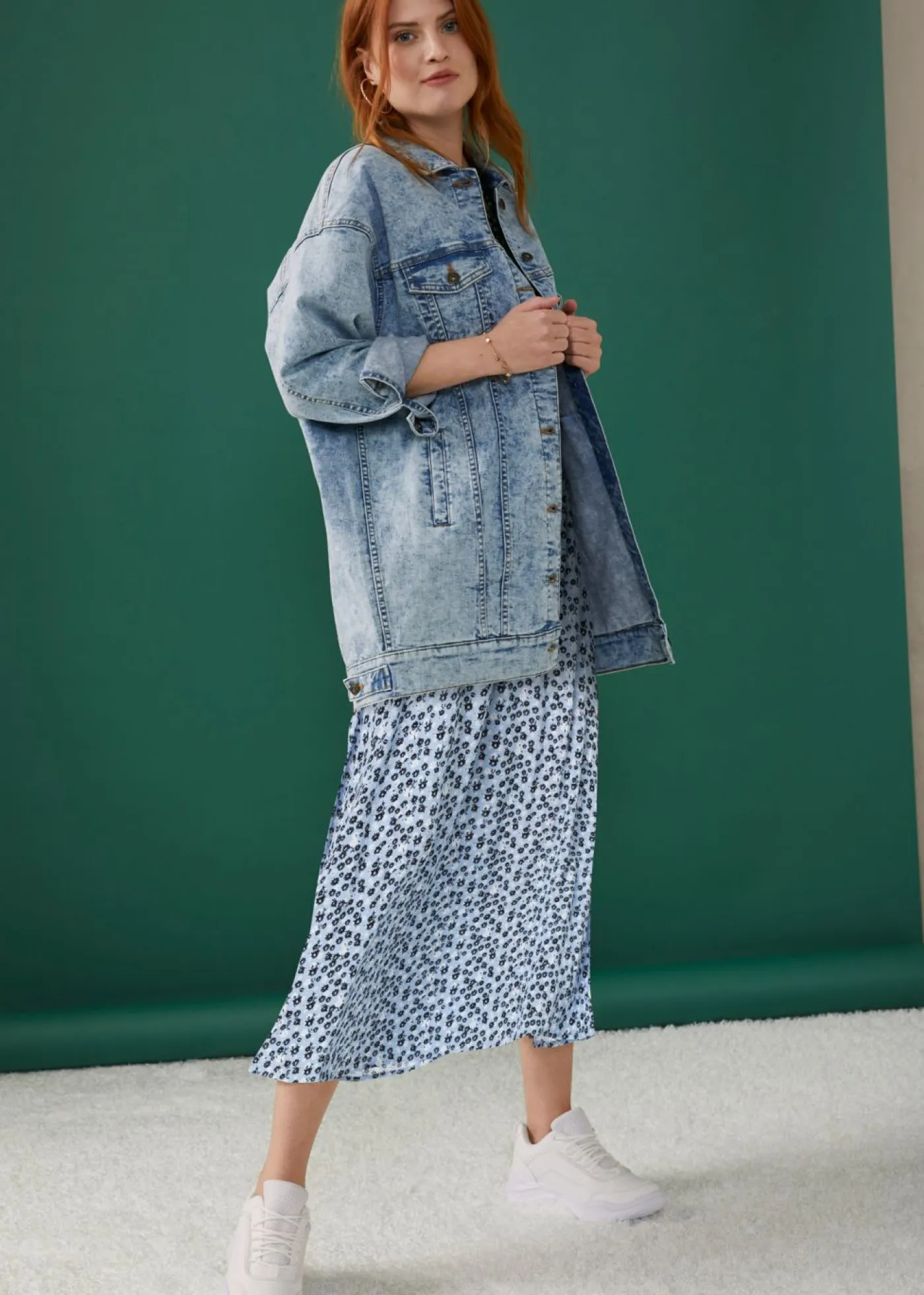 bonprix bonprix Vestidos>Vestido midi azul perla floral