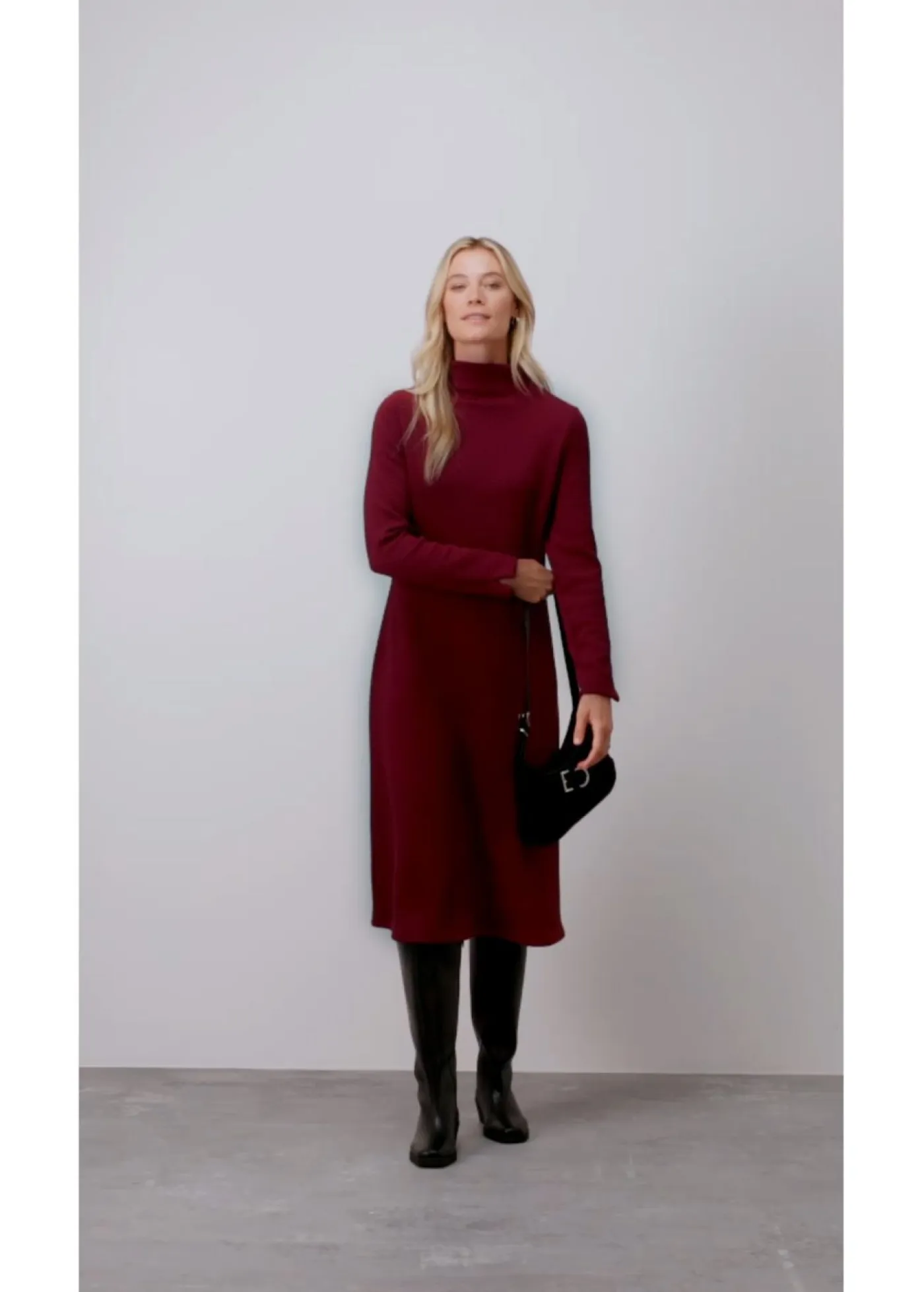 bonprix bonprix Vestidos>Vestido midi acampanado Rojo rubí