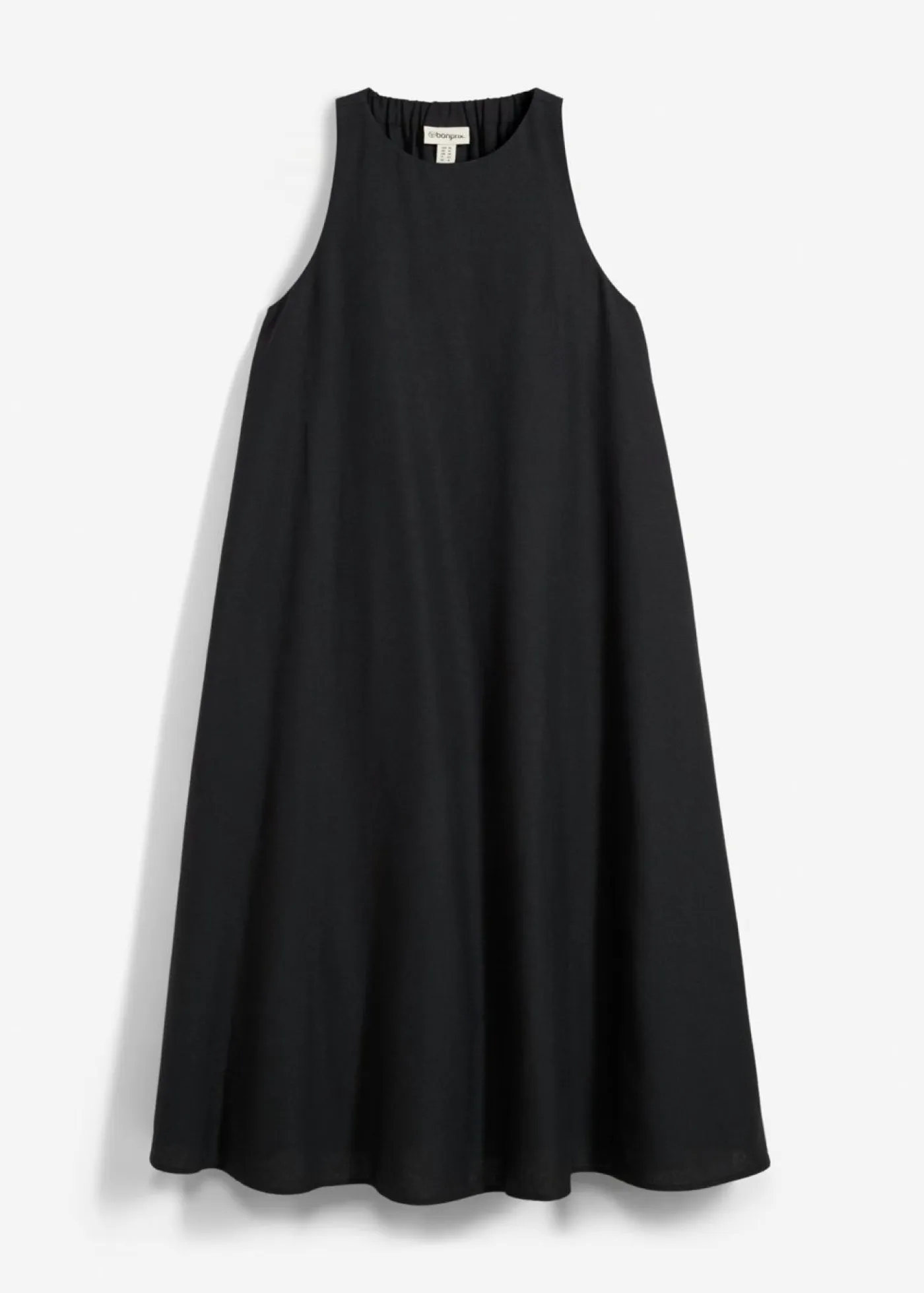 bonprix bonprix Esenciales|Vestidos>Vestido midi acampanado de mezcla de viscosa Negro