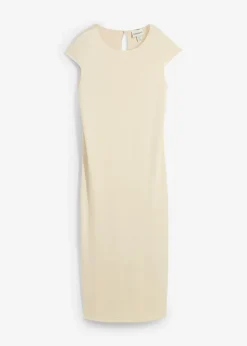 bonprix bonprix Vestidos>Vestido midi con aspecto de punto Crudo