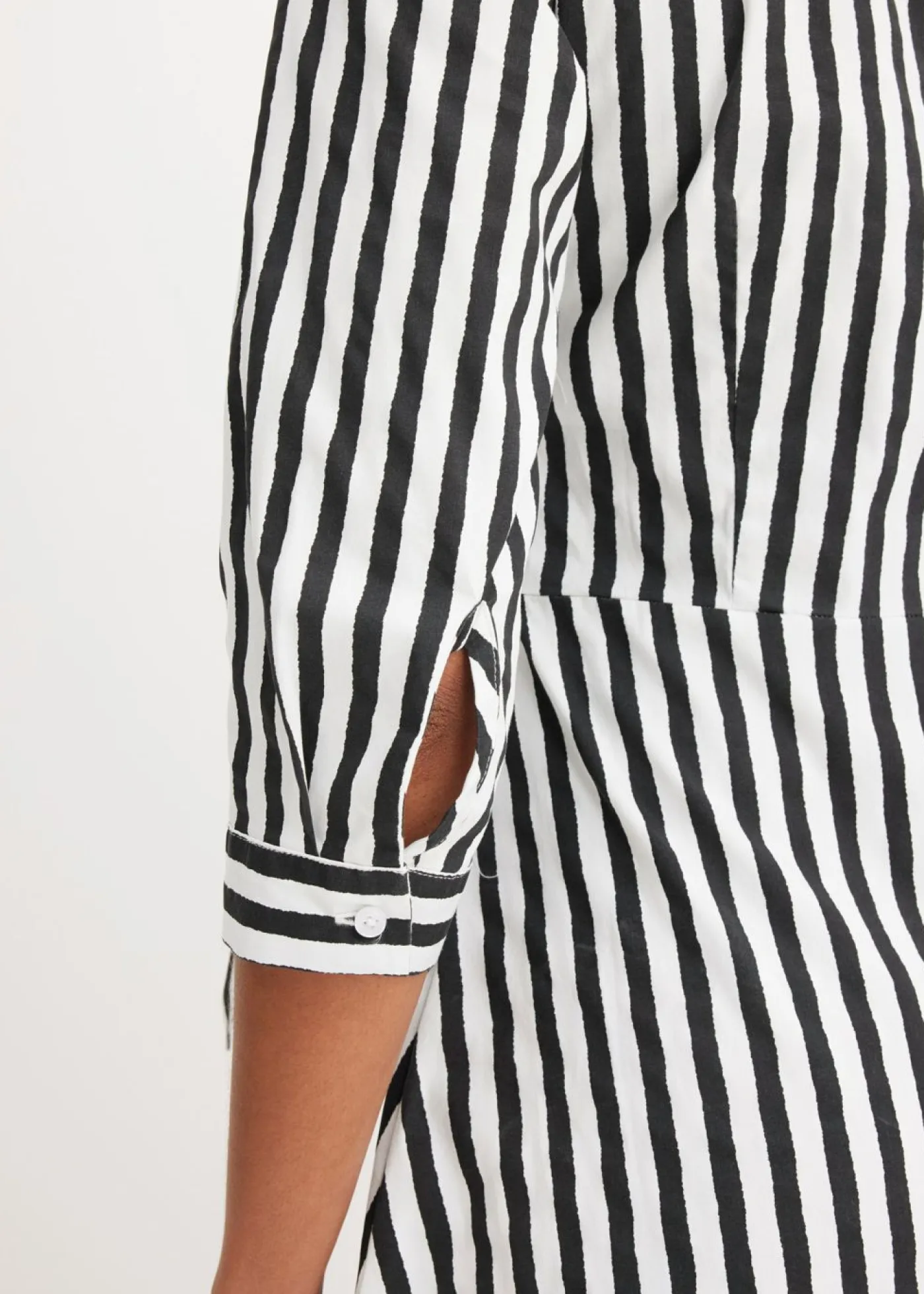 bonprix bonprix Vestidos>Vestido midi con cordón Blanco lana-negro de rayas