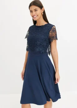 bonprix bonprix Vestidos|Novedades>Vestido midi con encaje Azul marino
