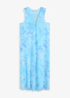bonprix bonprix Vestidos>Vestido midi con malla Azul pálido estampado