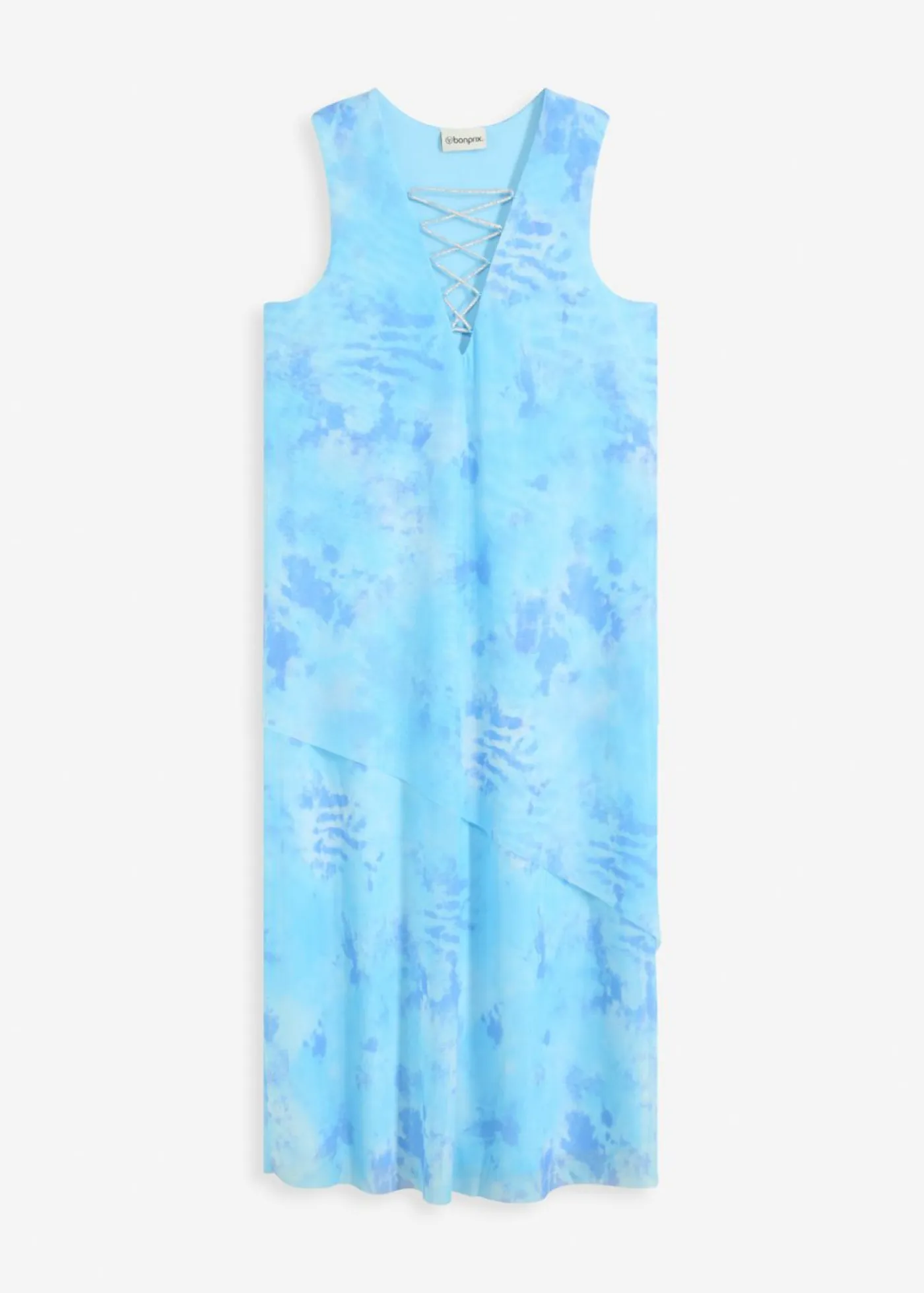 bonprix bonprix Vestidos>Vestido midi con malla Azul pálido estampado