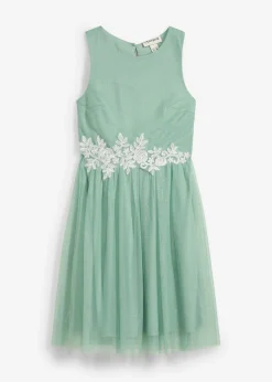 bonprix bonprix Ropa 9 A 16 Años·Vestidos Y Monos>Vestido midi con ribete de encaje Verde pastel