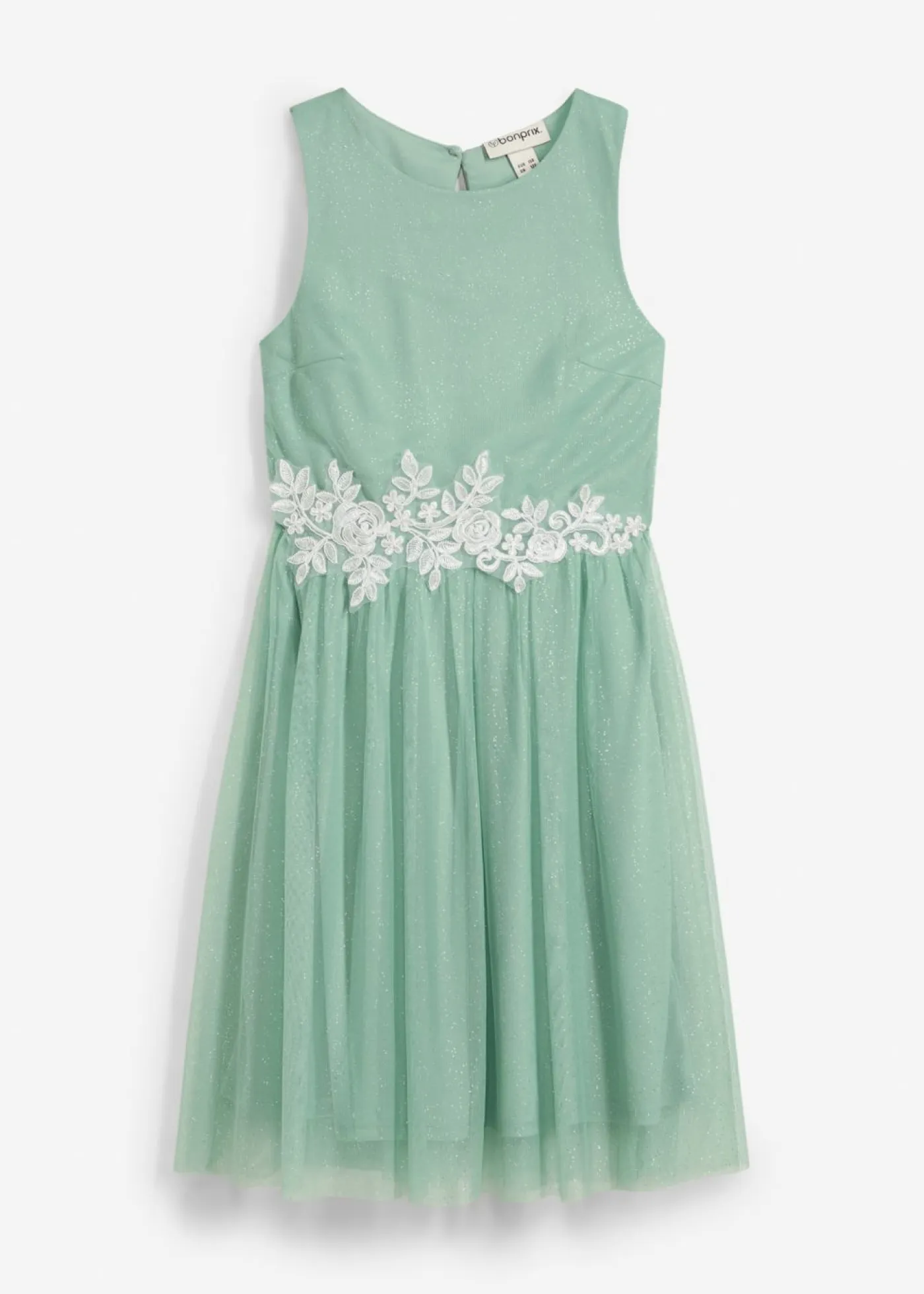bonprix bonprix Ropa 9 A 16 Años·Vestidos Y Monos>Vestido midi con ribete de encaje Verde pastel