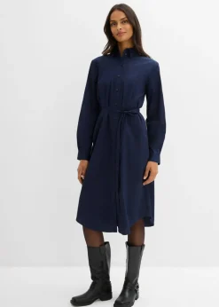 bonprix bonprix Esenciales|Vestidos>Vestido midi de algodón orgánico puro Azul marino