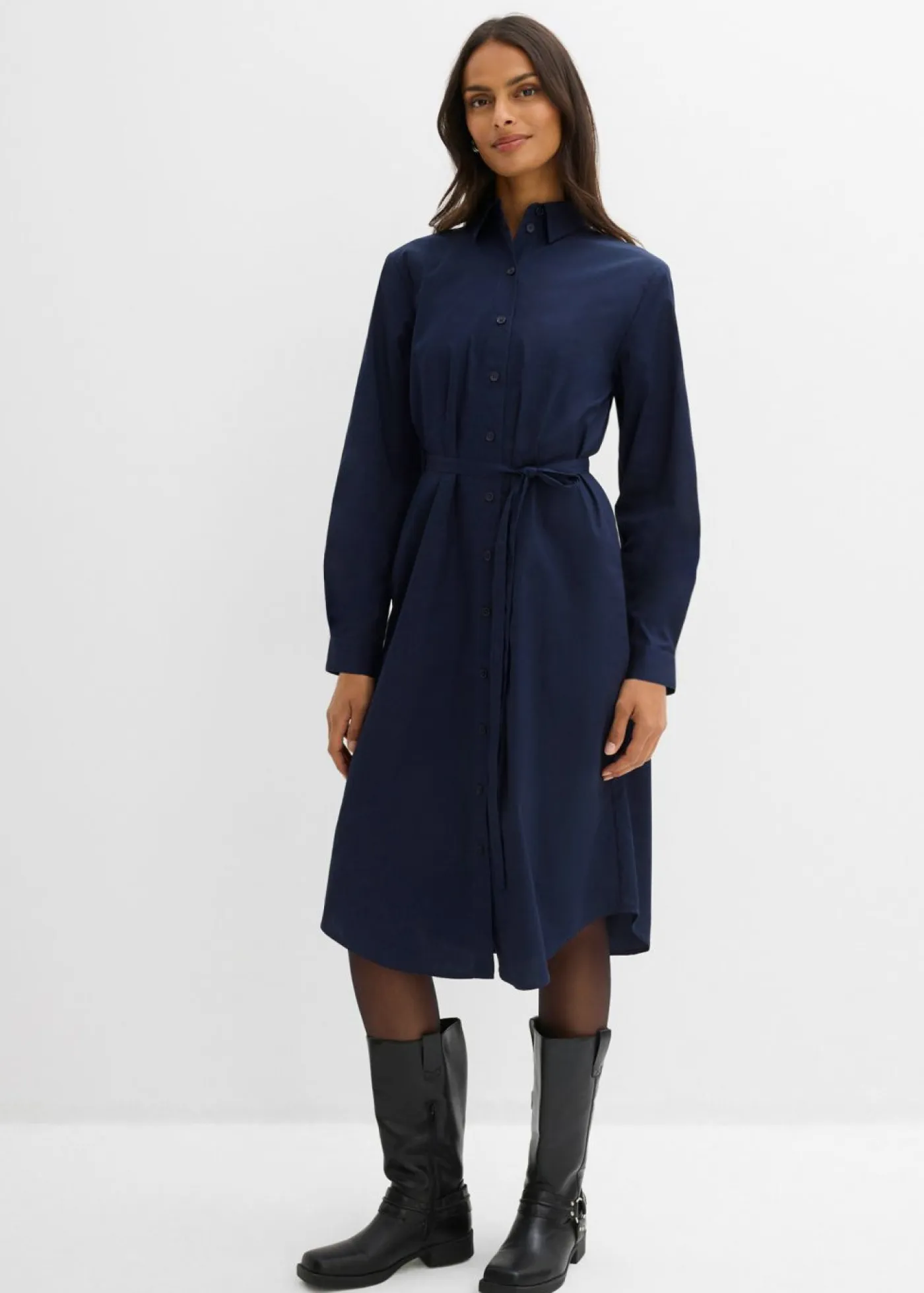 bonprix bonprix Esenciales|Vestidos>Vestido midi de algodón orgánico puro Azul marino